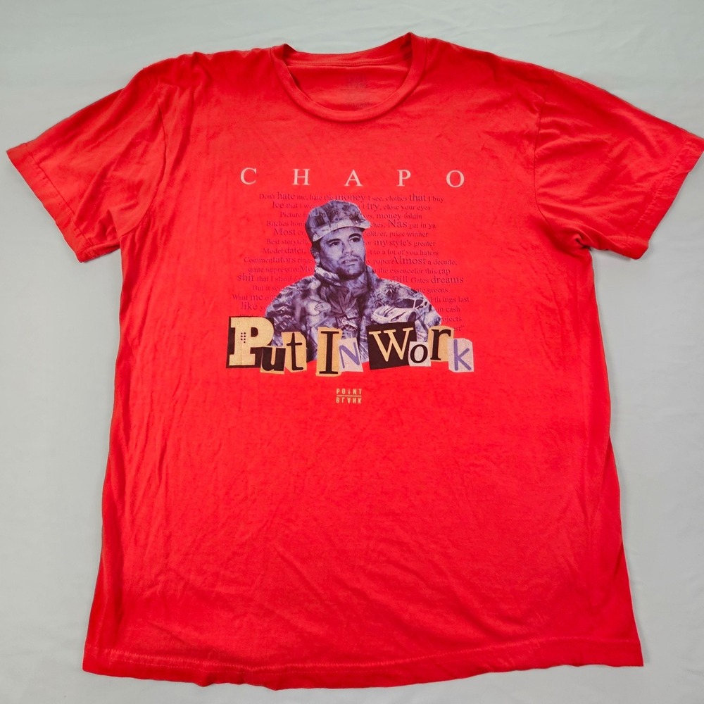 Chapo Put in Work Point Blank Red Short Sleeve Cotton T-Shirt Men's XL
